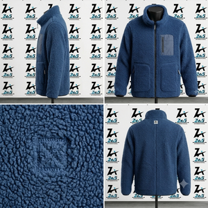 Men's Blue <b>Fleece</b> <b>Jacket</b> Stand Collar Zipper Closure Windproof Winter Outerwear Casual Style <b>Thick</b> Sherpa Lining Sherpa <b>Jackets</b> - Product Image 4