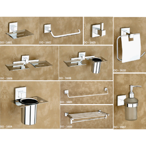 Ensemble d'accessoires de salle de bain contemporains en acier inoxydable chromé à fixation murale, barre porte-serviettes 60 cm, distributeur de savon, porte-brosse à dents, installation facile - Product Image 1