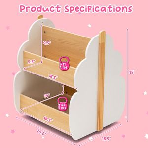 Libreria in legno per bambini con ruote universali altri mobili per bambini - Product Image 4