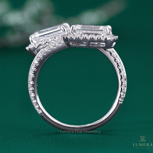 Exquisite <b>Custom</b> <b>Ring</b> Featuring Emerald and Round Cut Diamonds D E Color VVS VS Clarity Precision Fine Jewelry Design Engagement - Product Image 2