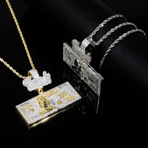 Collar con Colgante de Billete de 100 Dólares, Diamante Moissanita, Plata 925, Cadena de Dinero con Incrustaciones de Diamantes, Joyería Hip Hop - Product Image 6