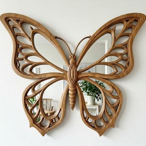 High Standard Quality Wooden Butterfly Wall Art Handmade Modern Decorative <b>Mirror</b> Frame - Product Image 1