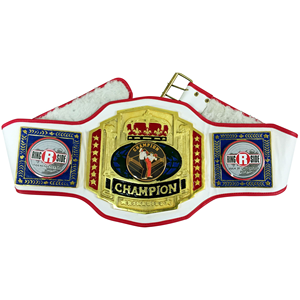 Ceintures de championnat personnalisées de style lutte et boxe, en cuir véritable fait main, avec sangle rouge et plaque métallique plaquée argent. - Product Image 4