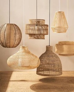 Rattan Lampshade Handwoven Wicker Natural Bamboo Rattan Home Hotel Restaurant Lighting Large Pendant <b>Light</b> <b>Chandelier</b> Lamp - Product Image 4