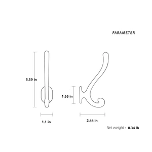 Heavy duty wall hooks Mirror Finish Metal Antique Silver Hook Modern Entryway Hardware Dual Arm Wall Hook Classic Style <b>Rack</b> - Product Image 3