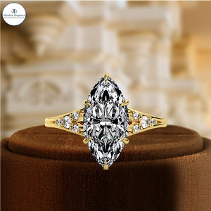 Anillo de Boda de Oro Amarillo de 14k, Anillo Único, Anillo de Diamantes con Certificado IGI de 1CT, Anillo de Compromiso con Halo Marquise y Diamantes Engastados - Product Image 3