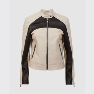 Chaqueta de Motera de Cuero Genuino para Mujer, Piel de Cordero Premium, Manga Larga, Corte Ajustado, Cierre Frontal con Cremallera, Cuello Alto, Estilo Urbano, Abrigo de Invierno - Product Image 1
