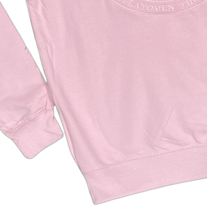 Color on Color Shield <b>Pink</b> <b>Sweatshirt</b> for Women Embroidered Crewneck Pullover Long Sleeve Sorority Fashion Top for Campus - Product Image 3