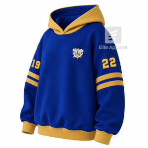 Sweat-shirt personnalisé de la sororité Sigma Gamma Rho, logo brodé sur le devant, bleu et or, manches courtes, coton, pour femme - Product Image 2