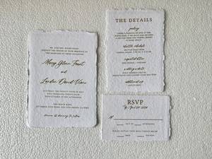 การ์ดอวยพรงานแต่งงานแบบสั่งทำพิเศษ พิมพ์ฟอยล์ด้วยเครื่องพิมพ์แบบ Letterpress บนกระดาษรีไซเคิล 100% ทำมือ ไม่ใช้กระดาษที่ได้จากต้นไม้ ขายส่ง - Product Image 4