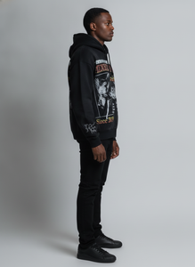 Sudadera con capucha y cremallera estampada Mixed Emotion para hombre, estilo oversize, streetwear, de algodón tejido, diseño Ángel Negro, desde 2019 - Product Image 4