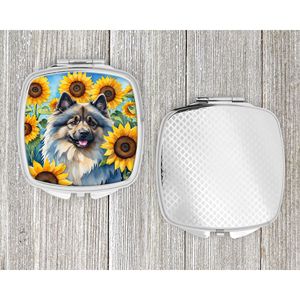Espejo de maquillaje de viaje compacto con girasoles Keeshond, espejo decorativo de bolsillo plegable de mano para regalo de mujeres y niñas - Product Image 4