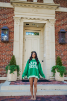 Sudadera Delta Green Oversized con Cuello Alto, Ribete de Letras, Tejido Casual, 100% Algodón, Forro Personalizado, Unisex, Invierno