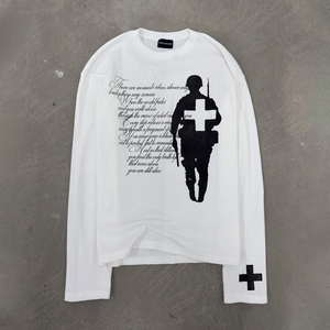 Camiseta Térmica de Manga Larga para Hombre, Ecológica, Tejido Waffle, 320 GSM, Impresión DTG, Diseño Gráfico Frontal, Corte Holgado - Product Image 1