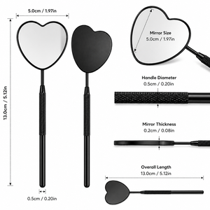 Personalized Heart Shape Handheld Stainless Steel Frame <b>Makeup</b> <b>Mirror</b> 3X <b>Magnifying</b> Single Side Black Handle - Product Image 5