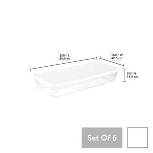 Juego de Cajas de Almacenamiento Sterilite de 41 Qt con Base Transparente y Tapa Blanca para Organización Debajo de la Cama, Paquete de 6 - Product Image 3