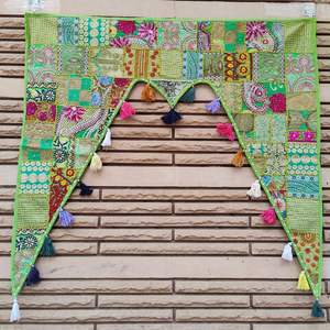 Voilages de porte faits main style ferme moderne avec motif Toran indien 100% coton pour Diwali, Anniversaire et Printemps - Product Image 3