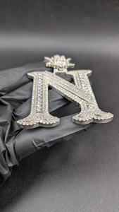 Pendentif de luxe en argent 925 avec lettre N en moissanite, fleur en diamant sur le dessus, taille brillant rond, micro-incrustation, cadeau unisexe - Product Image 5