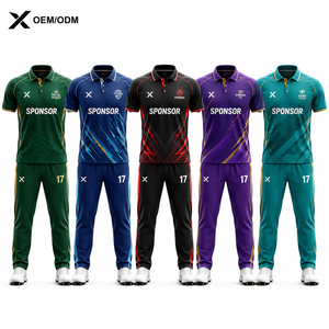 Ensemble uniforme de cricket ODI sublimé pour hommes X Sports, polo à manches courtes en polyester à séchage rapide avec pantalon à taille élastique, imprimé géométrique - Product Image 1