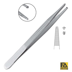 Pinzas Quirúrgicas para Tejidos con Logotipo Personalizado, 1x2 Dientes, Instrumento Manual de Acero Inoxidable para Operaciones Quirúrgicas, Certificado CE Clase I - Product Image 1