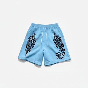 Custom Acid Washed Sun Faded Heavy T Shirt Shorts with Drawstring Solid 100% Organic Cotton Quick Dry Shirt <b>Set</b> for Summer - Product Image 4