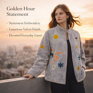 Blouson Bomber en Velours Personnalisé Fait Main avec Broderie Florale Étoilée, Col Montant, Doublure en Coton, Manteau d'Hiver – Vente en Gros - Product Image 6