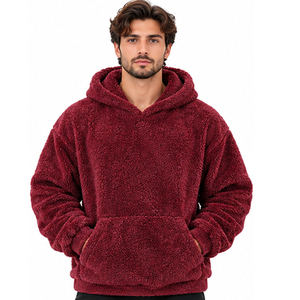 ASKIM IMPEX Oversized Hooded <b>Fleece</b> <b>Sweatshirt</b> Solid Color Pocket Design Casual Winter Wear Red Men's Hoodies & <b>Sweatshirts</b> - Product Image 1