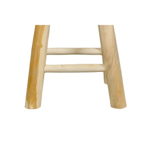 Tabouret rond en teck naturel, siège en bois artisanal, vente en gros Moradabad - Product Image 4