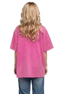 Camiseta de Cuello Redondo Extra Grande para Mujer, Manga Corta, Color Sólido, Algodón Lavado, Corte Holgado, Tejido Jersey, para Todas las Temporadas - Product Image 5