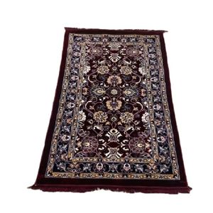 Tapis de prière persan noué à la main en laine et polyester, motif médaillon rectangulaire, avec dos antidérapant en caoutchouc, tapis de sol pour salon, en solde - Product Image 1