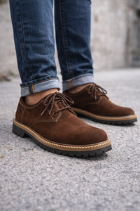 Chaussures décontractées confortables pour hommes en cuir véritable légères de créateur marron - Product Image 3