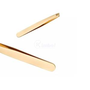 Ensemble de pinces à sourcils dorées dans un tube de rangement, outils de toilettage de précision en acier inoxydable, design personnalisé - Product Image 3