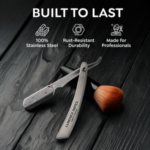 Navaja de Afeitar Recta Vintage Luminex Impex con Mango de Concha de Abulón y Acero al Carbono, Lista para Usar en Barberías y Salones - Product Image 5