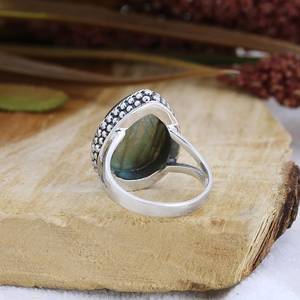 Natural Labradorite Pear Shape Gemstone Ring In 925 Sterling <b>Silver</b> Split Band Ring Handmade Fine Jewelry Fashion Ring For Women - Product Image 6
