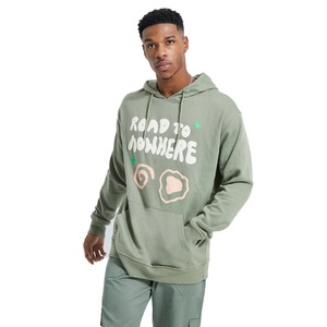 Sweat-shirt à capuche vert olive pour homme, coupe classique, décontracté, 100 % polyester, molleton bouclette, poche imprimée, hiver, vêtement éco-responsable - Product Image 1