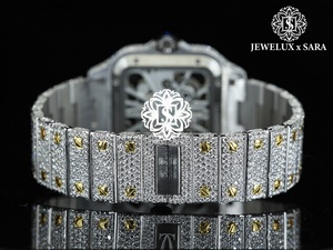 Montre en diamant glacé de qualité supérieure, design luxueux, unisexe, avec cadran en or personnalisé, diamant disponible à un prix abordable - Product Image 3