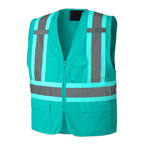 Chaleco de Seguridad Reflectante de Alta Visibilidad, Rojo, Poliéster, Unisex, Ropa de Trabajo con Bolsillos y Cierre de Cremallera - Product Image 3