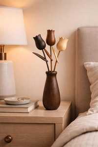 Tulipanes de Madera Hechos a Mano con Jarrón, Tallos Ajustables, Difusor de Aromaterapia, Decoración Minimalista para el Hogar - Product Image 5