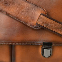 Porte-documents en cuir véritable pour homme, style classique, fermeture à rabat, sangle réglable, usage professionnel, sac souple et durable