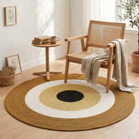 Tapis rond en corde de coton tressée, motif floral, écologique et adapté aux animaux domestiques, pour chambre d'enfant, décoration bohème pour la maison
