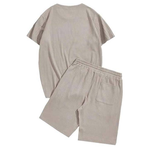 Nuevo diseño, conjunto de camiseta y pantalones cortos personalizados para hombre, conjunto deportivo de 2 piezas de algodón transpirable para hombre - Product Image 4