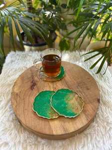 Trendy Handmade Resin Wood Square Drink Coasters Premium Epoxy Table Protectors Decorative <b>Cup</b> <b>Mats</b> Waterproof Heat Resistant - Product Image 6