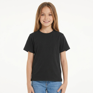 T-shirt basique à col rond et manches courtes pour filles, couleur unie, 100% coton jersey respirant 180g, vêtements décontractés, sous-vêtement, lot de 2 - Product Image 5