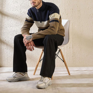 <b>Mens</b> Performance Breathable Half Zip Pullover <b>Sweater</b> Knit Hybrid Design Long Sleeve Active Casual Lightweight Winter 100% - Product Image 2