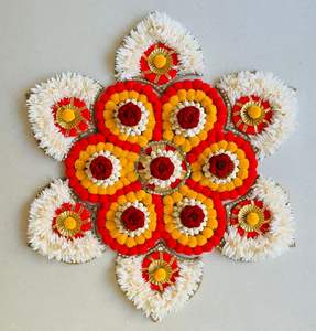Support de bougie chauffe-plat indien traditionnel Rangoli, fleurs artificielles, métal, écologique, décoration extérieure pour bougies chauffe-plat, maison, mariage, fête - Product Image 3