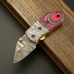 Edge Master Manufacture Handmade Lightoller Damascus Steel Folding Pocket Knife Wood Handle DIY Industrial Utility Drop Point - Product Image 5