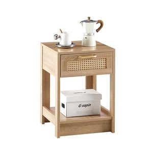 15.75\" Modern Rattan End Table with Drawer Nightstand for Bedroom or Living Room Natural - Product Image 6