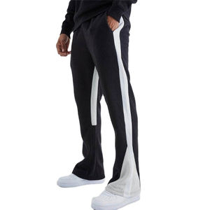 Pantalon de survêtement ample à jambe large pour homme en coton French Terry, double taille, coupe évasée, style baggy - Product Image 1