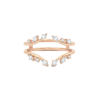 Bague en or massif 10K 14K 18K avec diamant de laboratoire marquise à sertissage ouvert, double bande, motif feuille, certifiée IGI, minimaliste, empilable, bague de promesse