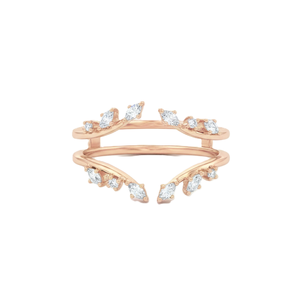<b>Open</b> Wrap Marquise Lab Diamond <b>Ring</b> Double Band Leaf <b>Ring</b> IGI Certified 14K Solid Gold Minimalist Stackable <b>Ring</b> Promise <b>Ring</b> - Product Image 2